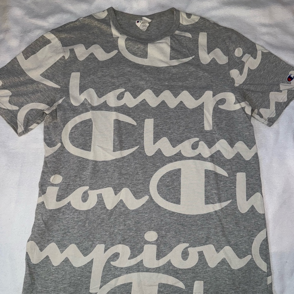 Champion Gray and White Men's Short Sleeve Tee